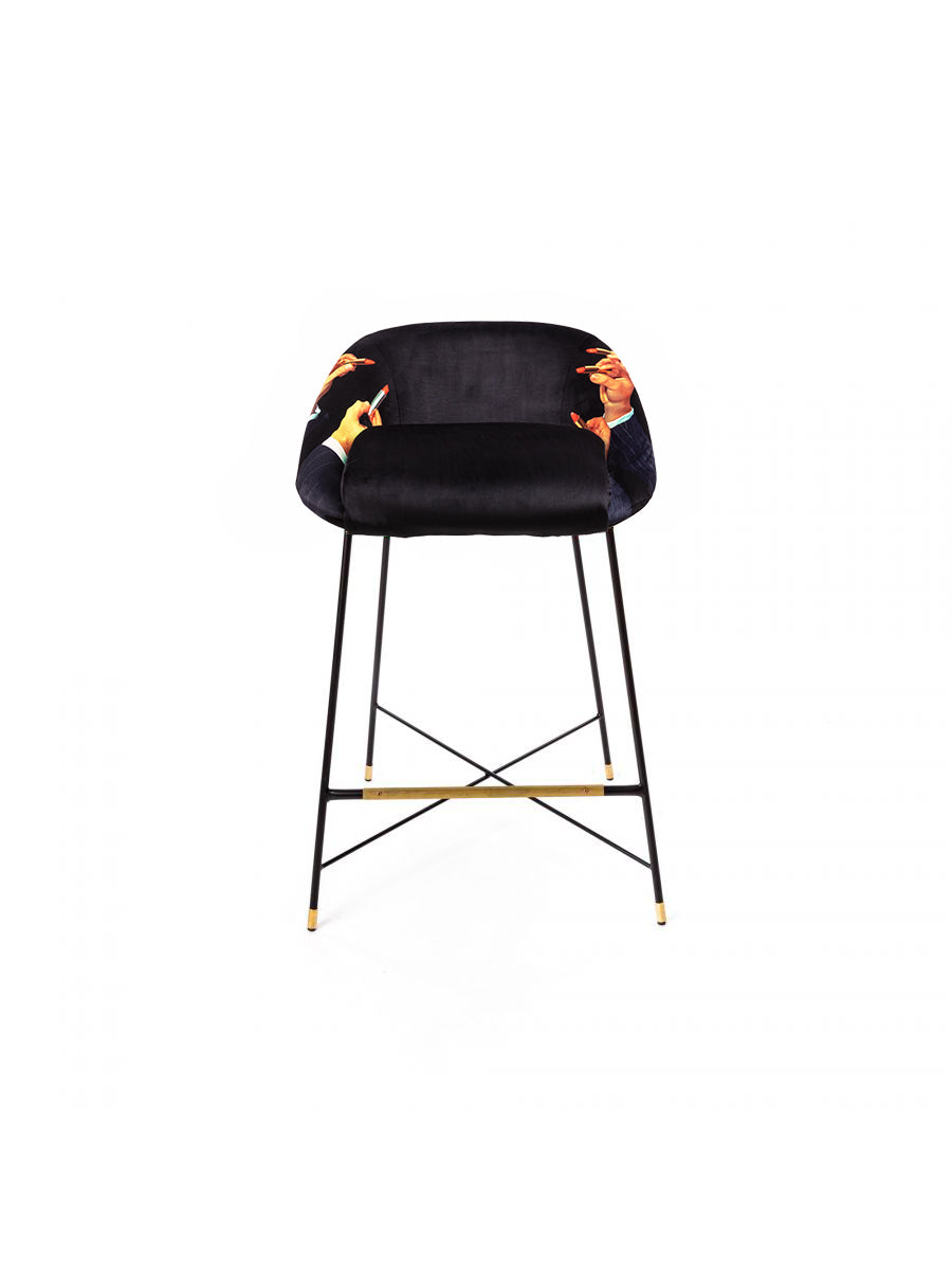 TOILETPAPER BLACK LIPSTICKS METAL BAR STOOL