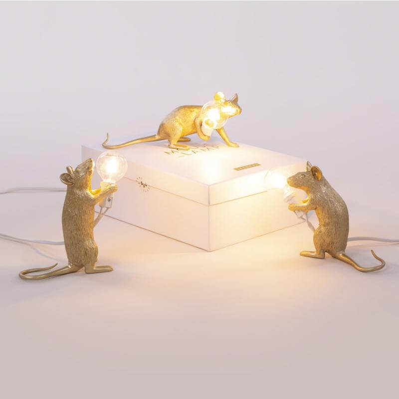 Gold Mouse Lamp - Standing